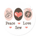 Peace Love Sew Sewing Stickers