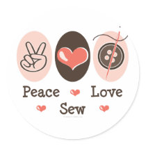 Peace Love Sew Sewing Stickers by HobbyTeesGifts Peace Love Sew Sewing Stickers