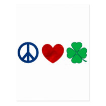 Peace Love Shamrock Post Card