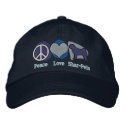 Peace Love Shar-Peis Embroidered Hat (Blue) embroidered hats by MenagerieMayhem Peace Love Shar-Peis Embroidered Hat (Blue) embroidered hats
