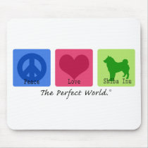 Peace Love Shiba Inu mousepads by dogwiregifts Peace Love Shiba Inu mousepads