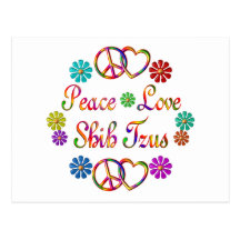 PEACE LOVE SHIH TZUS POST CARD