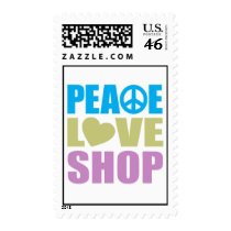 Peace Love Shop Postage Stamp