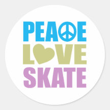 Peace Love Skate Round Stickers
