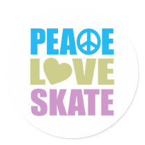 Peace Love Skate Round Stickers