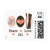 Peace Love Ski Postage Stamps