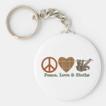 Peace, Love & Sloths Keychain