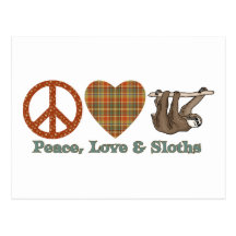 Peace, Love & Sloths Post Card