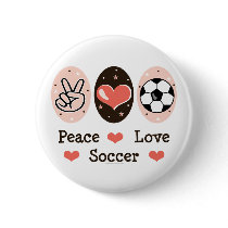 Peace Love Soccer Button