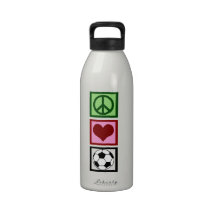 Peace Love Soccer Drinking Bottle