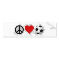 Peace Love Soccer Emblem Bumper Stickers