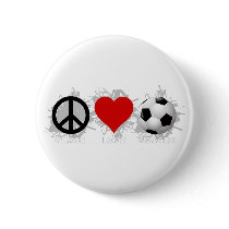 Peace Love Soccer Emblem Buttons