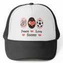 Peace Love Soccer Hat by SportyTeesGifts Peace Love Soccer Hat