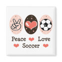 Peace Love Soccer Magnet by SportyTeesGifts Peace Love Soccer Magnet
