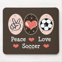 Peace Love Soccer Mouse Pad mousepads by SportyTeesGifts Peace Love Soccer Mouse Pad mousepads