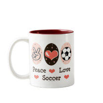 Peace Love Soccer Mug by SportyTeesGifts Peace Love Soccer Mug