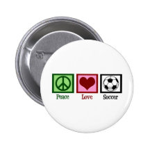 Peace Love Soccer Pinback Button