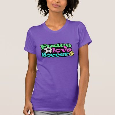 Peace, Love, Soccer; Retro T Shirt
