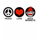Peace Love Sock Monkeys t-shirts by magarmor Peace Love Sock Monkeys t-shirts