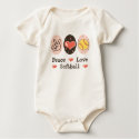 Peace Love Softball Baby Bodysuit t-shirts by SportyTeesGifts Peace Love Softball Baby Bodysuit t-shirts