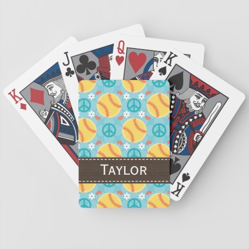 Peace Love Softball Bicycle® Playing Cards