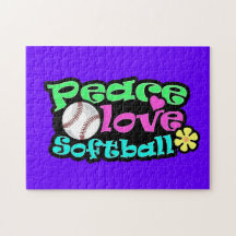 Peace, Love, Softball Jigsaw Puzzle
