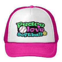 Peace, Love, Softball Mesh Hat