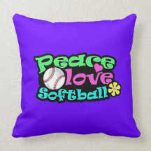 Peace, Love, Softball Pillow