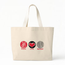 Peace Love Softball red Tote Bag