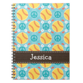 Peace Love Softball Spiral Notebook Journal