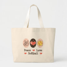 Peace Love Softball Tote Bag