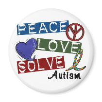 PEACE LOVE SOLVE AUTISM magnets by awarenessgifts PEACE LOVE SOLVE AUTISM magnets