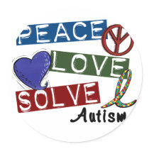 PEACE LOVE SOLVE AUTISM stickers