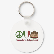 Peace, Love & Spaghetti keychains
