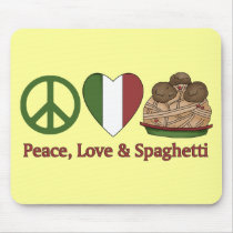 Peace, Love & Spaghetti mousepads