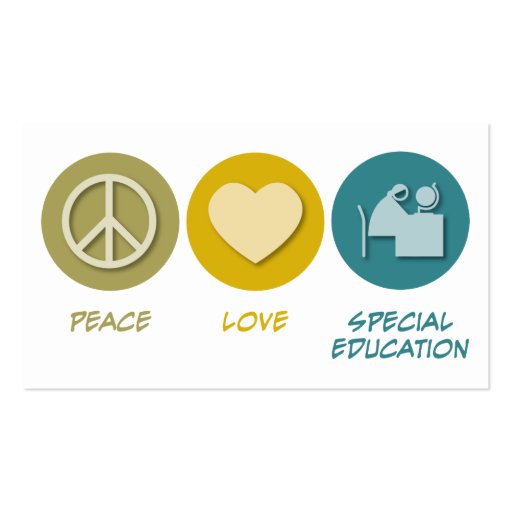 Peace Love Special Education Business Card Templates (back side)
