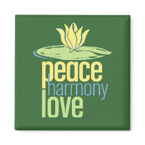 Peace Love Square Magnet