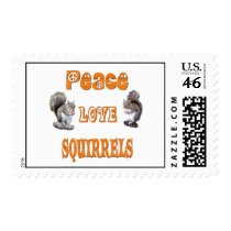 Peace Love Squirrels postage