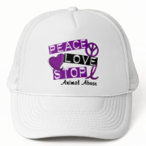 PEACE LOVE STOP Animal Abuse hats