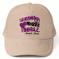 PEACE LOVE STOP Animal Abuse hats