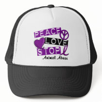 PEACE LOVE STOP Animal Abuse hats