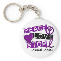 PEACE LOVE STOP Animal Abuse Keychain