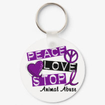 PEACE LOVE STOP Animal Abuse keychains
