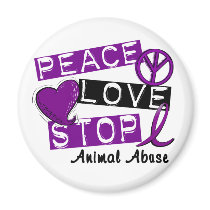 PEACE LOVE STOP Animal Abuse Fridge Magnet
