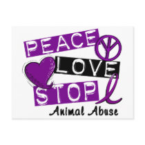 PEACE LOVE STOP Animal Abuse Postcard