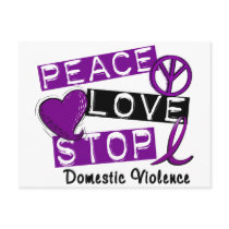 PEACE LOVE STOP Domestic Violence T-Shirts Postcards