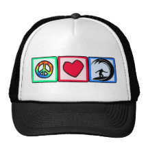 Peace, Love, Surfing Trucker Hat