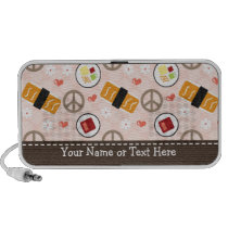 Peace Love Sushi Doodle Speakers Personalized