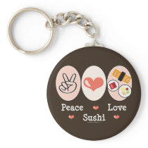 Peace Love Sushi Keychain