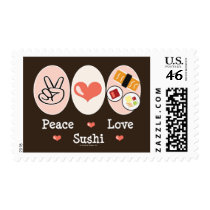 Peace Love Sushi Postage Stamps
